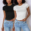 Kit 3 Camisetas Femininas Slim Fit Manga Curta Gola Redonda Y2k Vintage