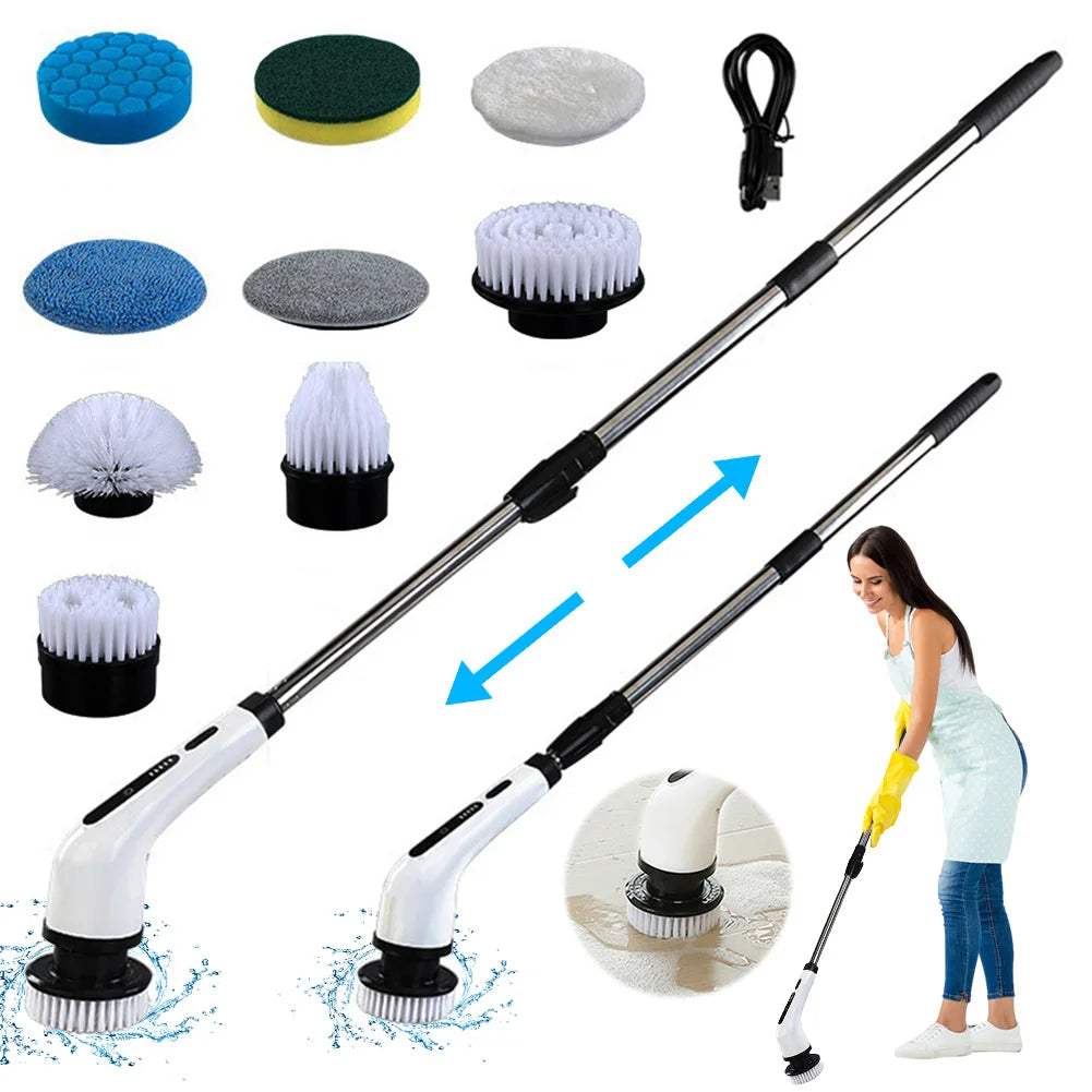 Escova Elétrica 2 Modos à Prova d'água – Limpeza de Pisos, Azulejos e Carro