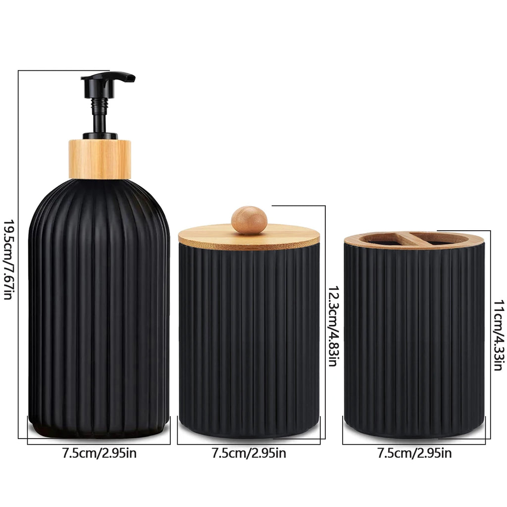 Kit Organizador de Banheiro – Dispenser de Sabão, Porta-algodão e Suporte para Escova