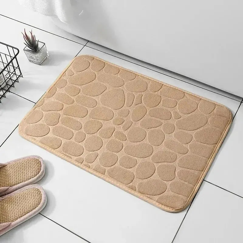 Tapete de Microfibra com Efeito Pedras – Espuma de Memória – Antiderrapante – Banheiro e Sala