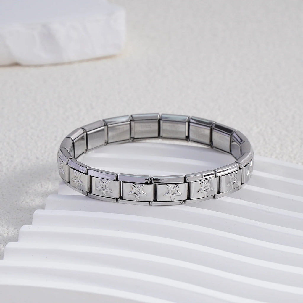 Pulseira Modular Estrelas 9mm – Aço Inox – Unissex – DIY – Moda e Presentes