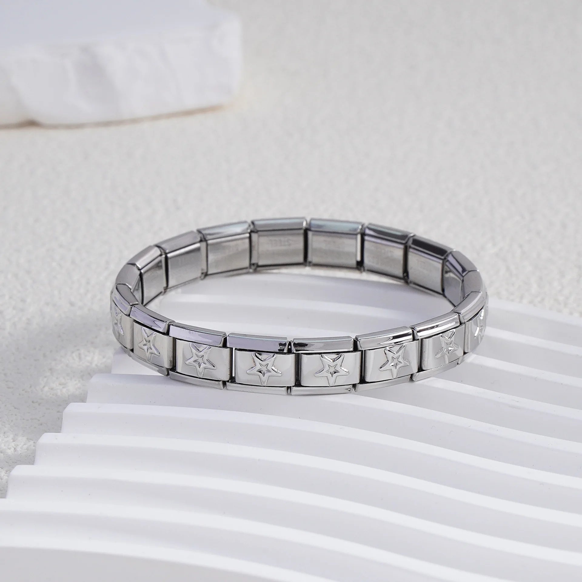Pulseira Modular Estrelas 9mm – Aço Inox – Unissex – DIY – Moda e Presentes