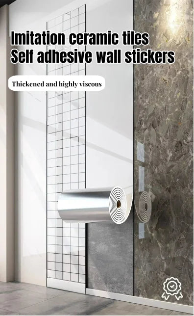 1 Roll Marble Thick Foam Imitation Tile Self-Adhesive Wallpaper Bedroom Living Room Decoration Bathroom Waterproof Wall Sticker