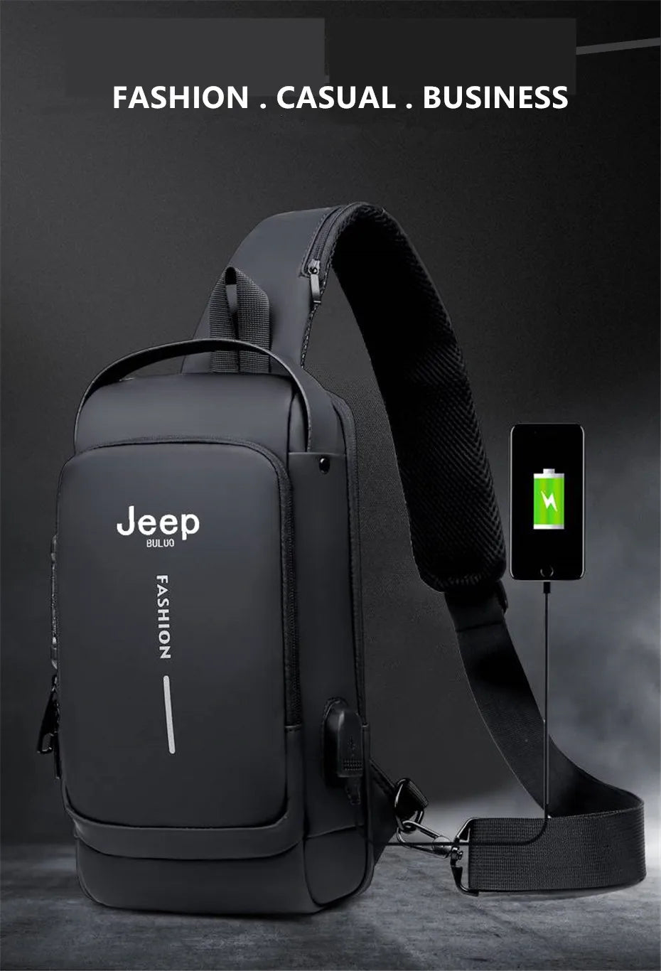 Bolsa Transversal Masculina Jeep Buluo – Nylon Antifurto – Vários Compartimentos