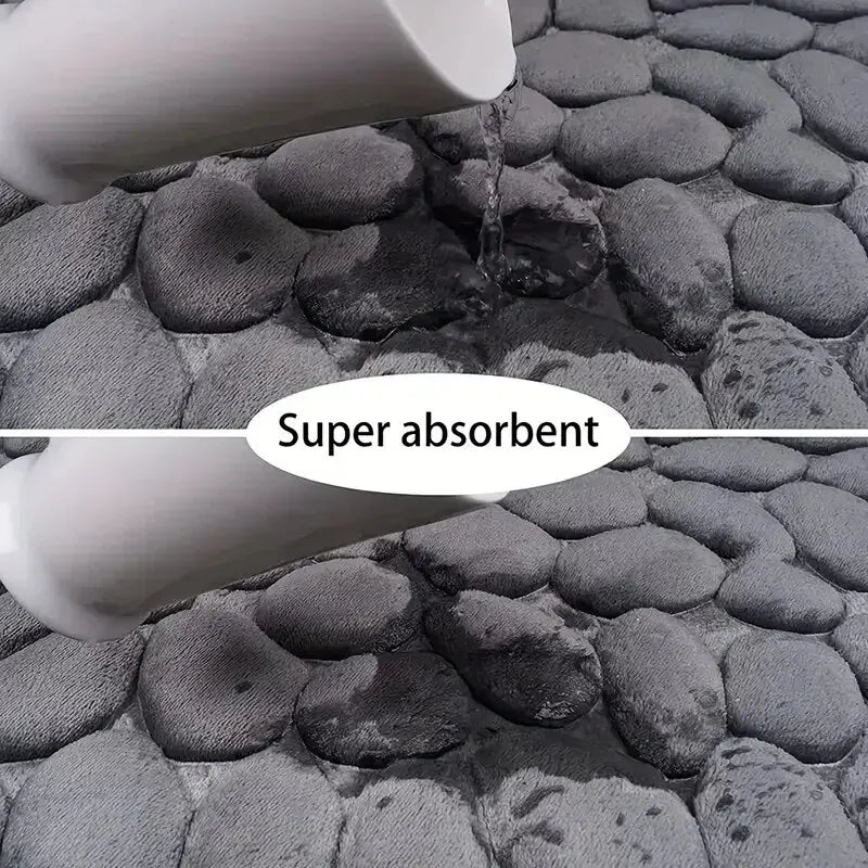Tapete de Microfibra com Efeito Pedras – Espuma de Memória – Antiderrapante – Banheiro e Sala