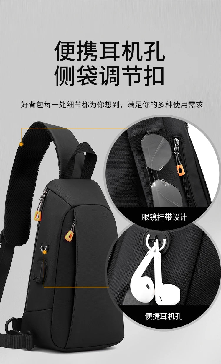 Bolsa Transversal Masculina Multibolsos – Tecido Oxford – Uso Diário e Viagem