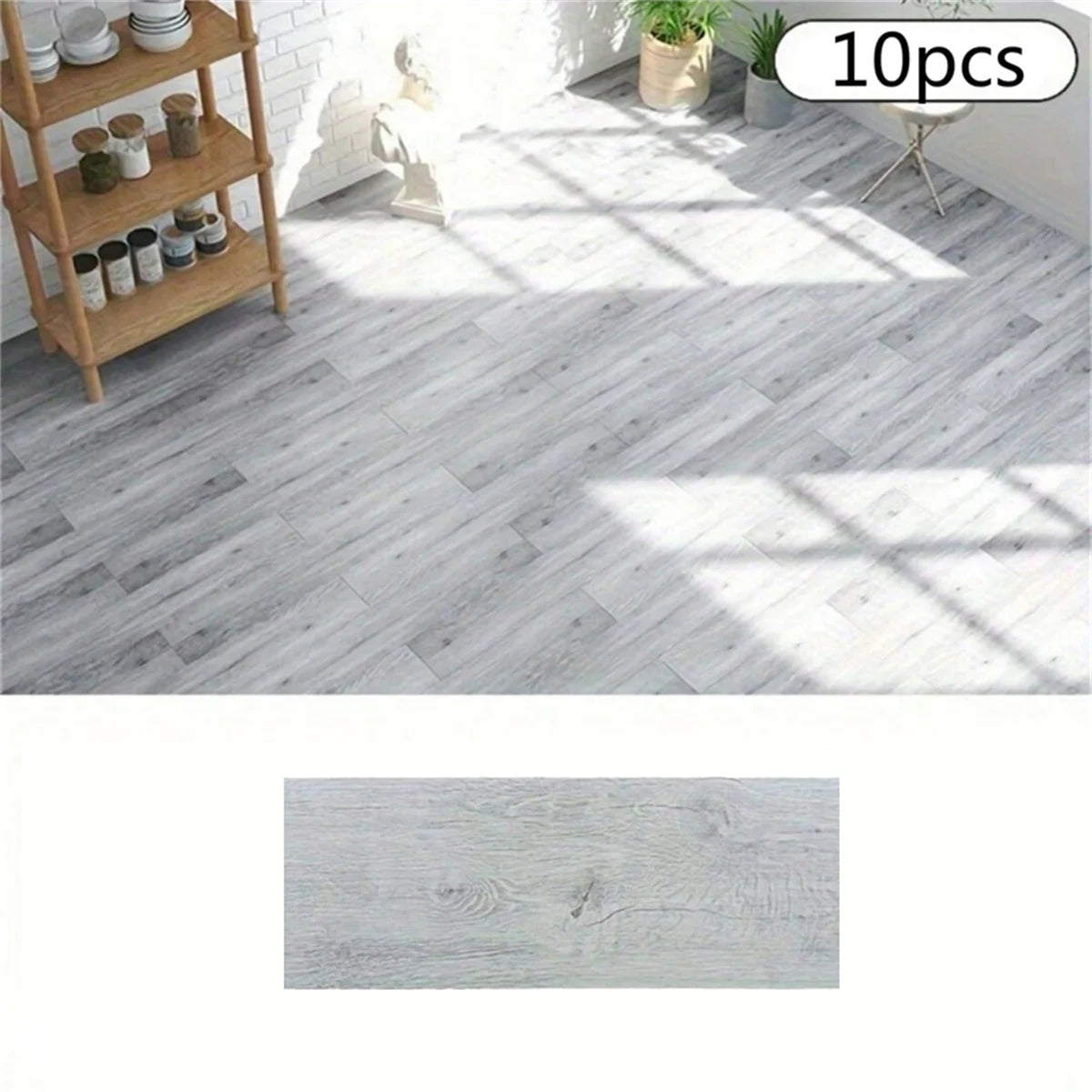 10Pcs 40x15cm PVC Floor Stickers Self-adhesive Stickers Waterproof Thickened Wood Grain Floor Stickers Stickers Living Room