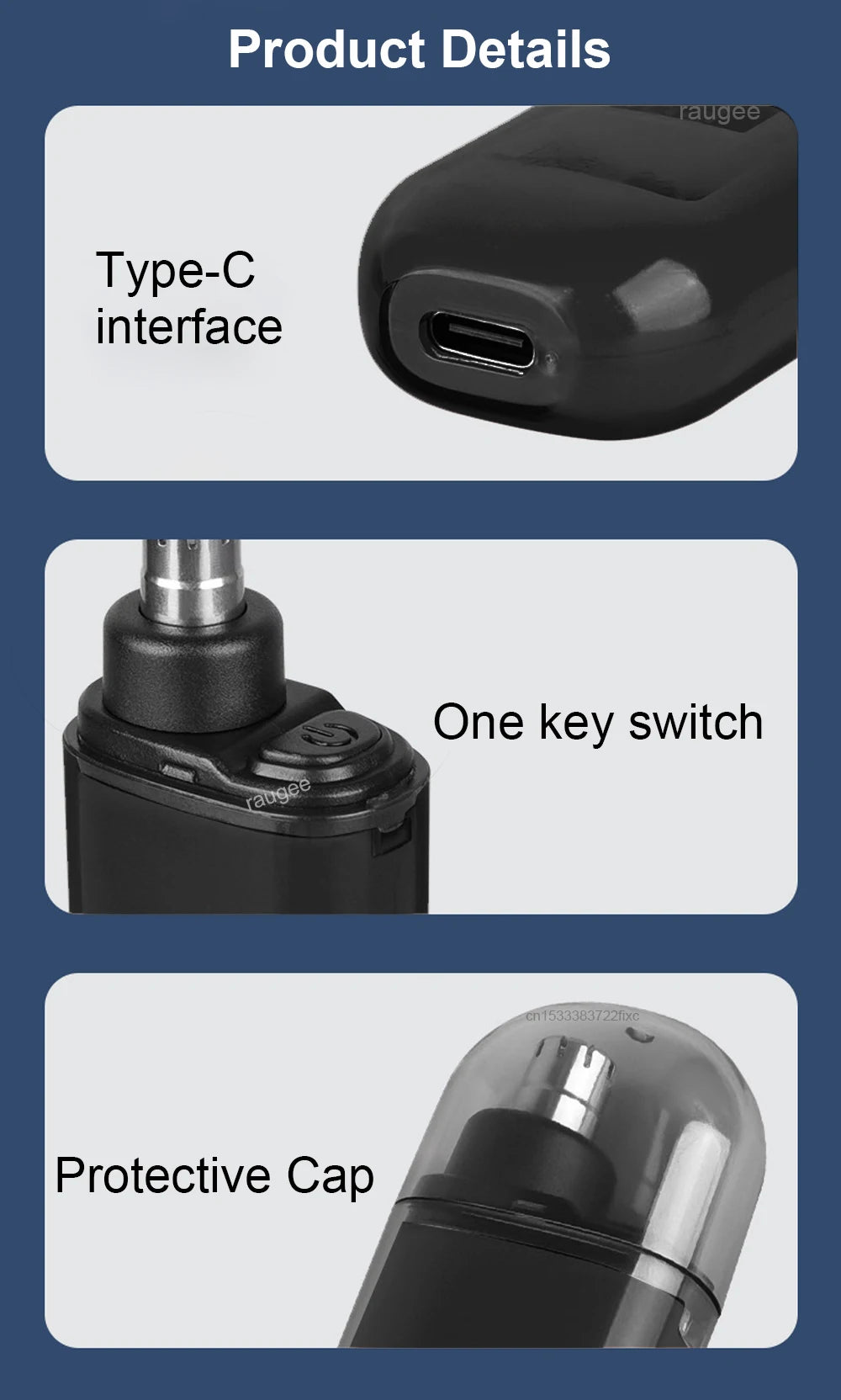 Aparador de Pelos Nasal Elétrico Recarregável – Lâmina Dupla Inox – IPX7 – Display LED