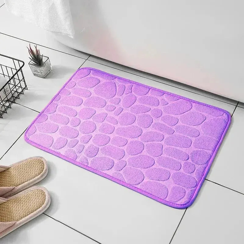 Tapete de Microfibra com Efeito Pedras – Espuma de Memória – Antiderrapante – Banheiro e Sala