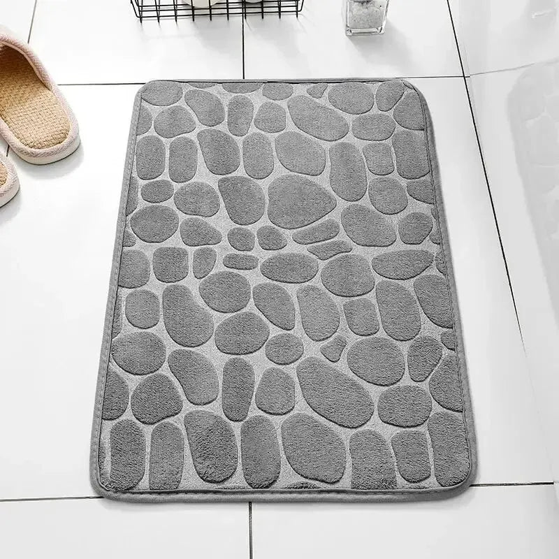 Tapete de Microfibra com Efeito Pedras – Espuma de Memória – Antiderrapante – Banheiro e Sala