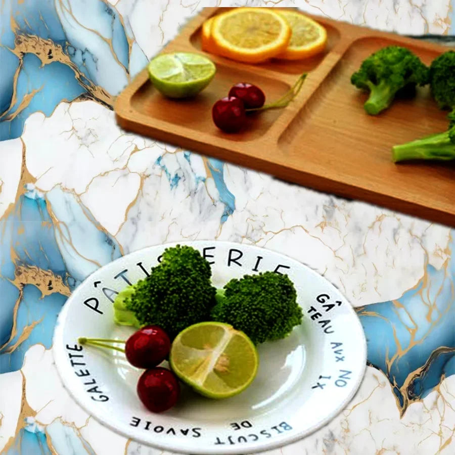 Marble Patterned Wallpaper for Kitchen Dining Room Waterproof and Oil Resistant Home Decoration Background Stickers Wallpaper