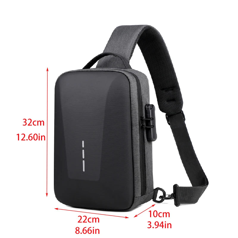 Bolsa Transversal Antifurto com Cadeado e Porta USB – Nylon Resistente
