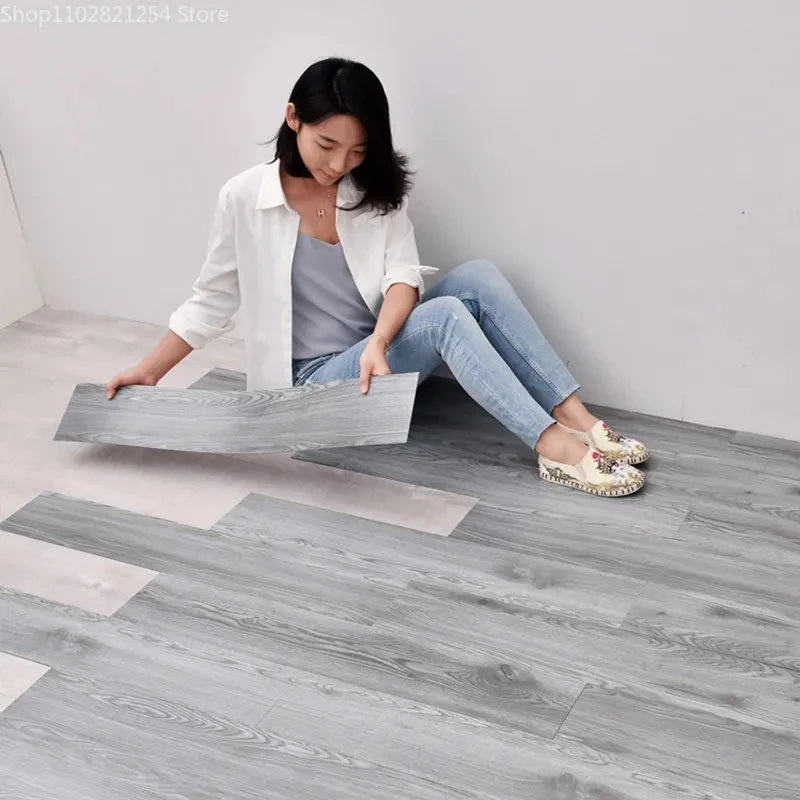 Self-adhesive Wood Grain Floor Wall Stickers PVC Wallpaper for Living Room Toilet Kitchen Home Floor Decor Waterproof Sticker
