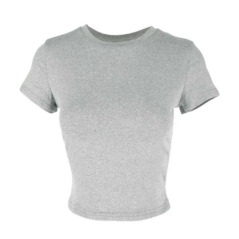 Sexy Women's T-shirt Solid New Summer Streetwear Fashion O-Neck Short Sleeve Top Simple Basic Versatile Lady Casual Slim T-shirt
