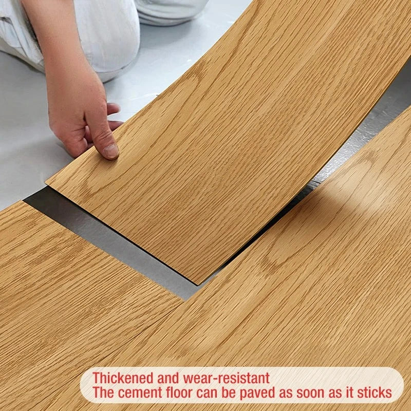 10Pcs 40x15cm PVC Floor Stickers Self-adhesive Stickers Waterproof Thickened Wood Grain Floor Stickers Stickers Living Room