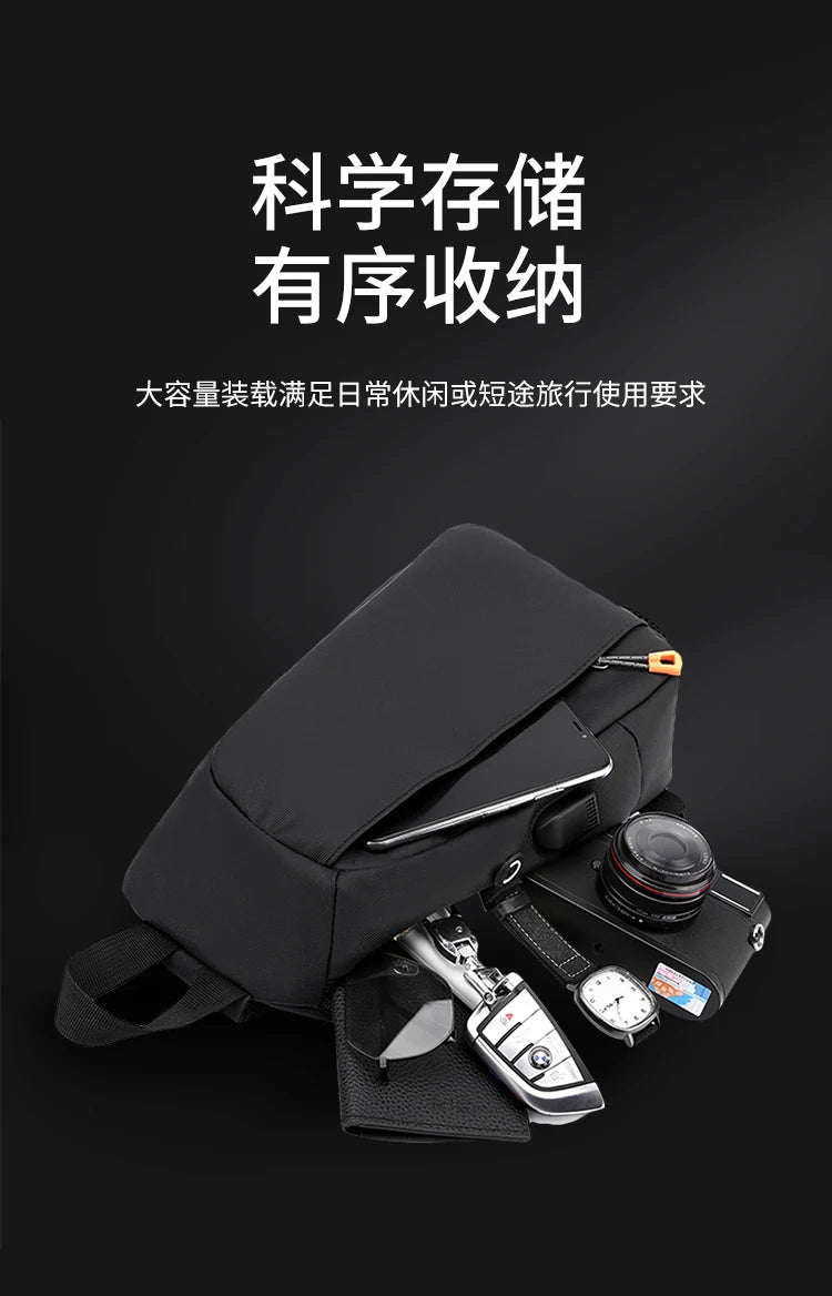 Bolsa Transversal Masculina Multibolsos – Tecido Oxford – Uso Diário e Viagem