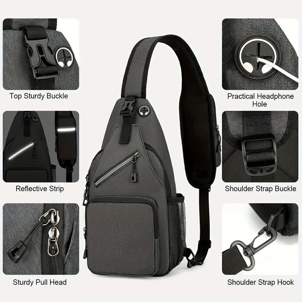 Mochila Transversal Leve Unissex – Bolsa de Ombro para Trilha e Viagem