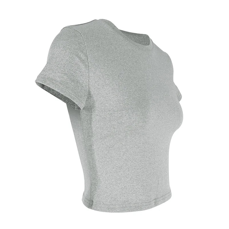 Sexy Women's T-shirt Solid New Summer Streetwear Fashion O-Neck Short Sleeve Top Simple Basic Versatile Lady Casual Slim T-shirt