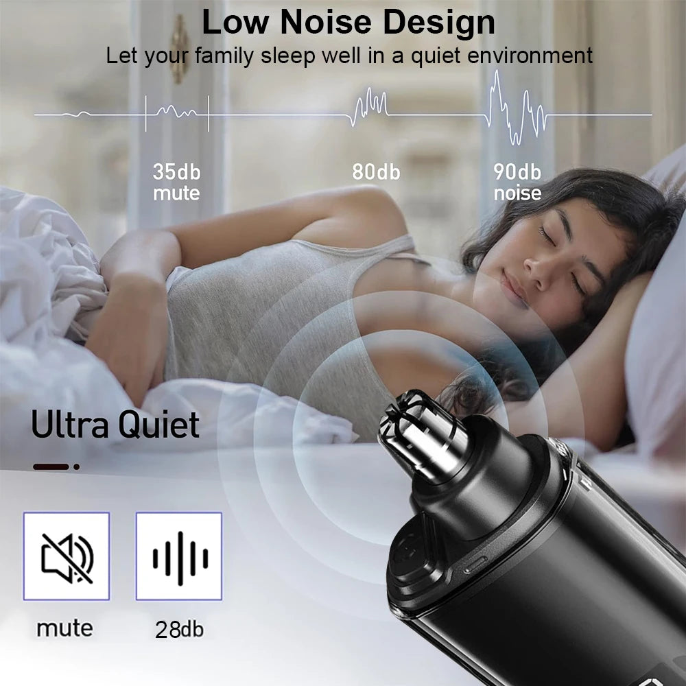 Aparador de Pelos Nasal Elétrico Recarregável – Lâmina Dupla Inox – IPX7 – Display LED