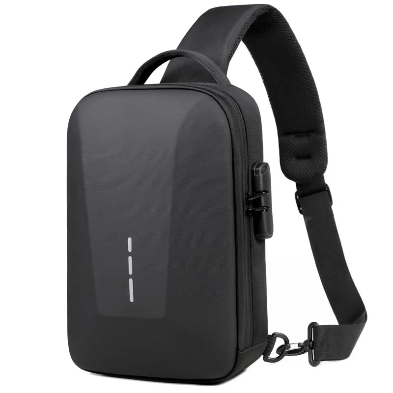 Bolsa Transversal Antifurto com Cadeado e Porta USB – Nylon Resistente