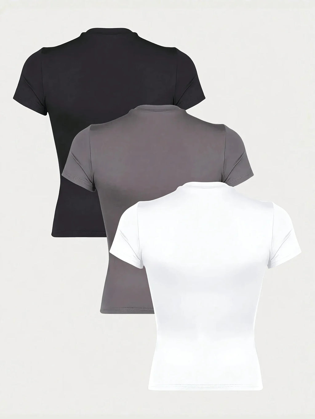 Kit 3 Camisetas Femininas Slim Fit Manga Curta Gola Redonda Y2k Vintage